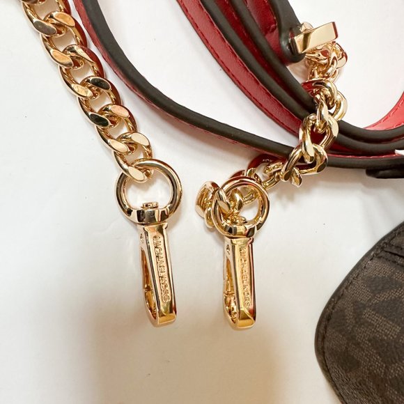 Michael Kors Rose MINI Trunk Crossbody Shoulder Bag MK Brown Red - Picture 8 of 10